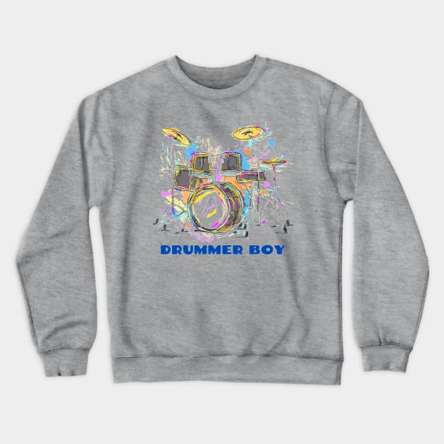 Drummer Boy Drum Set Percussionist Crewneck Sweatshirt by Musician Gifts